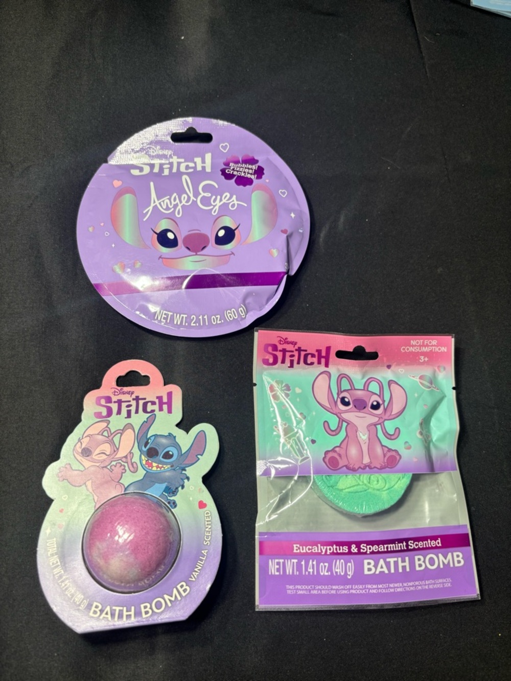 New 3 pc Stitch Kids Bath Bombs Bundle  - Purple & Teal Set